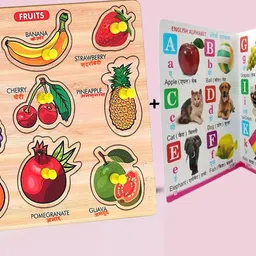 shalafi Educational&Learning Board 9Different Fruit Shape with Name Matching Puzzle+Book-picture-10
