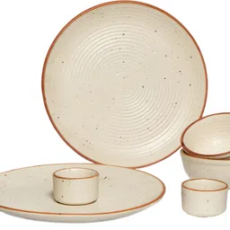 yourowndcor Pack of 6 Ceramic Dinner Set Including Stoneware (2 Dinner Plates And 2 Bowl And 2 Dip Bowl Dinner Set image 1