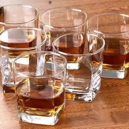 dulariya (Pack of 6) Small Plaza Square juice Glass for Welcome drink , Pack of 6 , 170 ML Glass Set Water/Juice Glass image 2