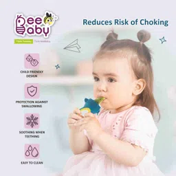 beebaby Fresh Food & Fruit Silicone Nibbler with Extra Silicone Mesh (Blue) Teether and Feeder image 3
