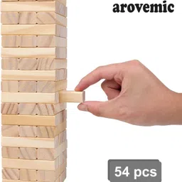 arovemic Jenga Tower Stacking Game - 54 Wooden Blocks | Family Fun image 4