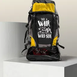 trunkit Adventure Series Water Resistance Trekking Hiking Travel Bag with Shoe Compartment Rucksack- 55 L (Black/Yellow) Rucksack - 55 L-picture-23