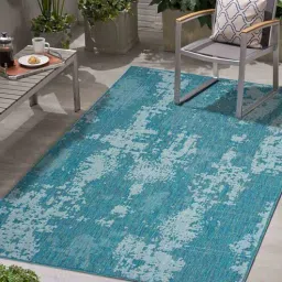 priyate Blue Abstract Polypropylene 6 ft x 9 ft Machine Made Carpet-picture-12