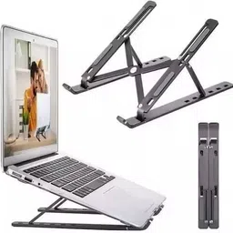 JIBON Ultra Light Metal Triangular Support Cooling Bracket Portable For Home and Office Use Aluminium Floor and Desk Stand Rotatable Laptop Stand with Adjustable Height Compatible with Universal Laptops-image-7