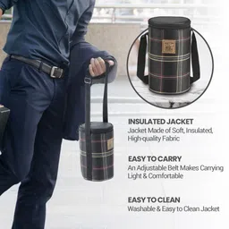 milton (3 Containers, 1 X 320 ml, 2 X 450 ml each) With Jacket, Black 3 Containers Lunch Box image 4