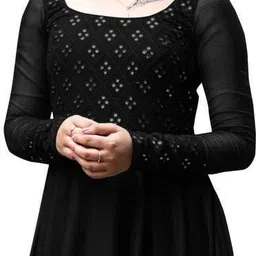 black patti Embroidered Georgette Stitched Flared/A-line Gown image 4
