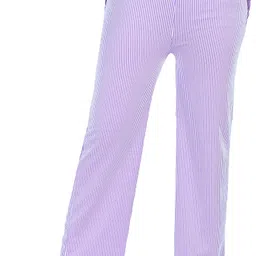 Women Regular Fit Purple Cotton Blend Trousers-image-1