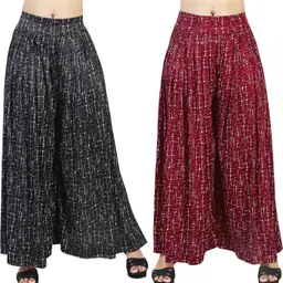 fashion bazaar Pack of 2 Women Flared Black, Maroon Lycra Blend Trousers-picture-22