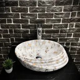 alpha Table Top Premium Designer Ceramic Wash Basin(M01)with Waste Pipe & Coupling set (20.8x15.2x6)(M01) Table Top Basin image 2