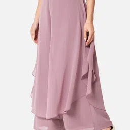 otira Women Flared Purple Georgette Trousers image 3