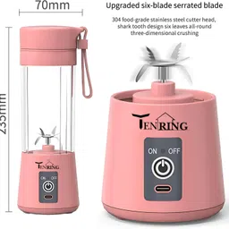 radhe Portable, Rechargeable Personal Blender for Smoothies, Protein Shakes & Juices 200 W Mixer Blender image 2