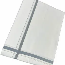 Prakasam Cotton Premium Quality White with Ash Border Single (1.27X2.00mtrs) Solid Men Dhoti image 2