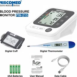 NISCOMED PW-215 Fully Automatic Portable Digital Blood Pressure Monitoring Machine LCD Display With Intellisense Technology For Most Accurate Measurement Bp Monitor image 5
