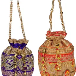 sunesh creation Women Blue, Gold, Orange Potli-picture-15