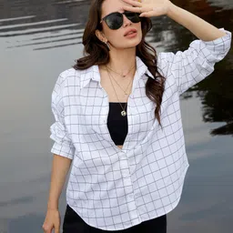 campus sutra Women Oversized Fit Printed Spread Collar Casual Shirt-picture-27