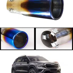 maties Stainless Steel Tailpipe Muffler Universal for Most Cars (Blue/Straight)-168 Car Silencer image 1