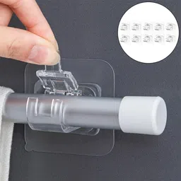 spivora Transparent Self-Adhesive Hook / No Drilling Wall Holder / Curtain Rod Holder / Hook 6 image 2