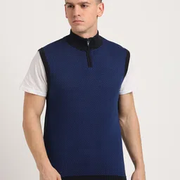 turtle Men Solid High Neck Blue Sweater-picture-14