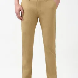 peter england Men Skinny Fit Khaki Cotton Blend Trousers-picture-22