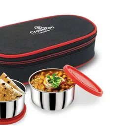 crosspan Two Stainless Steel Lunch Box / Tiffin Box with SS Bottle 750 ml 2 Containers Lunch Box-picture-20