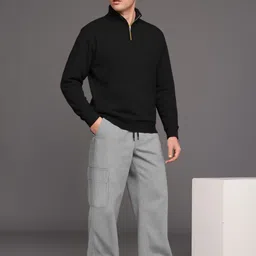 tripr Men Night Suit Set Black, Grey Solid image 1