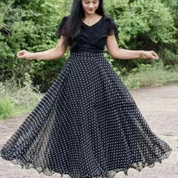 nakuumbros Polka Print Stitched Lehenga & Crop Top-picture-37