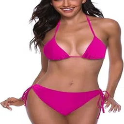 fast cry Crzygx Embroidered Women Bikini Pink Swimsuit image 5