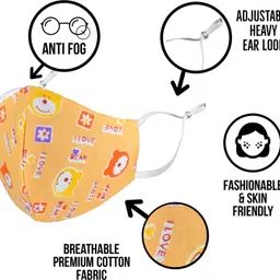subhusha SUPER SAFETY 3 Layer cartoon print kids mask with Adjustable Ear loops Pack Of 6 3-Kids Cartoon Print New-6-PCS-Combo-2 Reusable, Washable Cloth Mask image 2