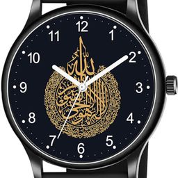 csamon Analog Watch - For Men Black Slim Case Islamic4 Dial Black Silicone Strap Watch-picture-1