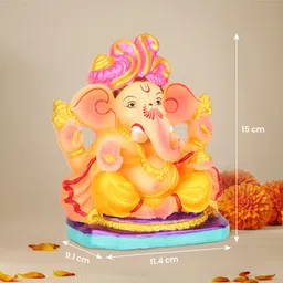 cycle Pure 6 Inch Clay Ganesha | Eco-Friendly, Water Dissolvable with 2 Agarbatti Pack Decorative Showpiece - 15 cm image 2