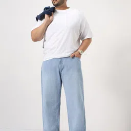 urbano plus Men Loose Fit Mid Rise Light Blue Jeans image 4