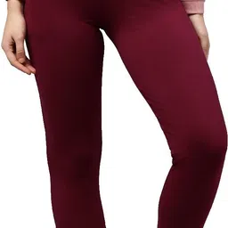 Women Slim Fit Maroon Cotton Blend Trousers-image-83