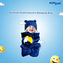 bumtum Solid Single Hooded Baby Blanket forAC Room image 2