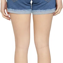 club a9 Solid, Dyed/Washed Women Denim Dark Blue Denim Shorts image 2