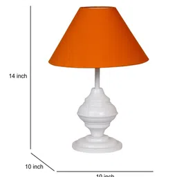 foziq White Metal & Cotton Orange Colour Table Lamp image 3