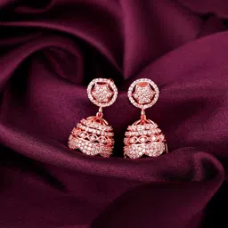 giva Rose Gold Gorgeous for Women and Girls Zircon Sterling Silver Jhumki Earring image 1
