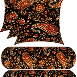 gkm Combo Set Of 3 Cushion And 2 Microfibre Floral Bolster Pack of 5-picture-17