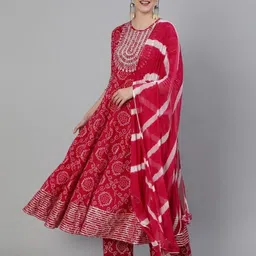 tanishka maeketing Woman's kurta set Embroidered Anarkali Kurta, Bottom & Dupatta Set-picture-14