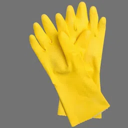 hy-savio 1Pair Yellow Rubber Safety Gloves | Durable Non-Slip Gloves for Cleaning & Work Rubber Safety Gloves image 2