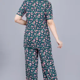 dreambe Women Shirt & Pyjama set Dark Blue Printed image 2
