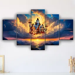 Grand Lord Shiva 5 Piece Digital Decor (30x18 inches) Digital Reprint 18 inch x 30 inch Painting-image-12