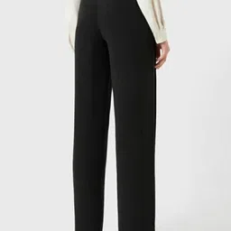 next one Women Loose Fit Black Lycra Blend Trousers image 2