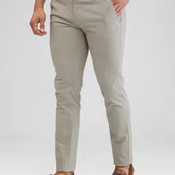 parx Men Slim Fit Grey Cotton Blend Trousers image 3