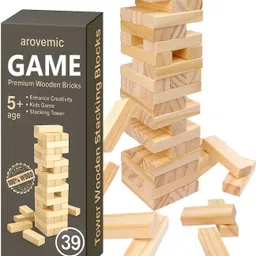 arovemic High 39 Pcs Jenga Wooden Block Stacking Tower Game for Kids Ages 5+-picture-14