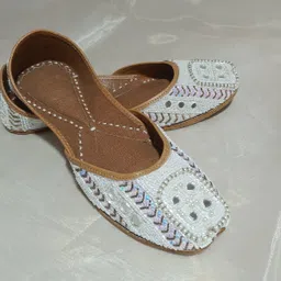 Vesora Ziva Beaded Mirror Work Punjabi Jutti for Women | Model B4 - 37/UK 4 Mocassin For Women image 3