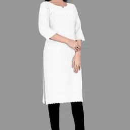 lavyaa fashion Women Chikan Embroidery, Embellished, Embroidered Chanderi Straight Kurta image 2