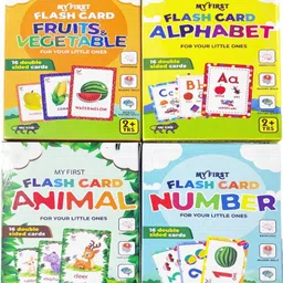 kiddie castle My Flash Card Pack of 4 Alphabet, Numbers, Animal, Fruits and Vegetables 64 cards-picture-26
