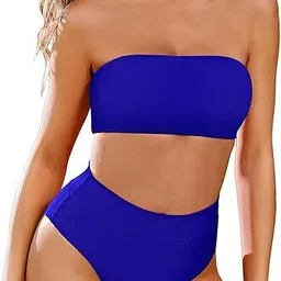 Solid Women Bikini Blue Swimsuit-image-96