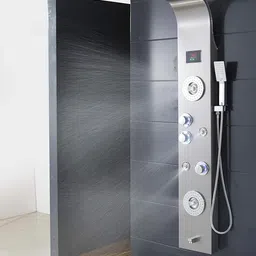 MMTC Arcane Luxury LED Overhead Waterfall Shower Panel System | 2 Big & 4 Small Body Jets Glossy image 2