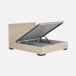 arra Jacklin Velvet Upholstered Queen Size Bed In Beige Color with Hydraulic Storage image 3